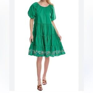 Johnny Was Women's Green Amanza Eyelet Mini Dress size S